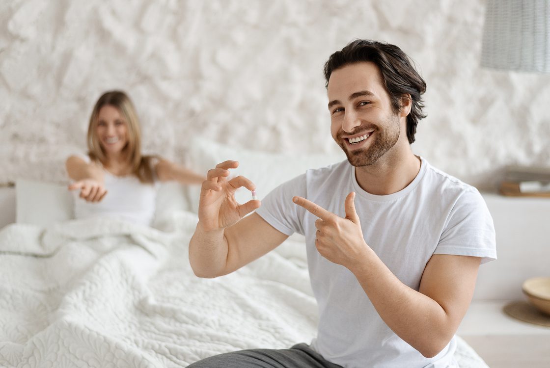 Relaxed morning with happy couple
